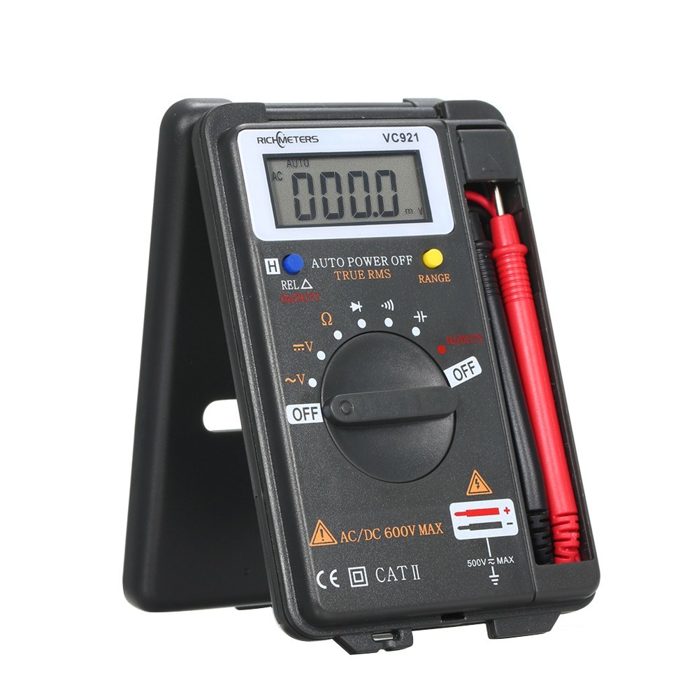 RICHMETERS Handheld Mini  Digital Multimeter Multifunction 4000 Counts Multi Meter AC/DC Transistor Voltage Tester Ammeter Temperature Sensor Test Probe VC921