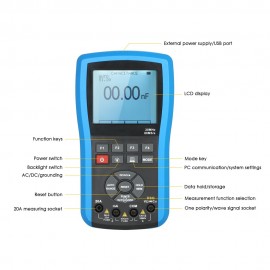 2 in 1 Multi-functional 20MHz 80MS/s Handheld Digital Storage Oscilloscope DSO Scope Meter True RMS Multimeter Auto/Manual Range with USB Communication Function