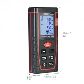 60m Mini Handheld LCD Digital Laser Distance Meter Range Finder Distance Area Volume Measurement 30 Groups Data Storage