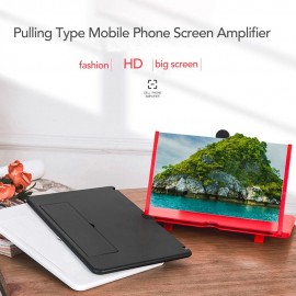 Pulling Type Mobile Phone Screen Amplifier 3D Effect Large Screen with Desk Holder Phone Screen Magnifying Folding for Movie Game