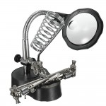 LED Magnifying Magnifier Glass with Light on Stand Clamp Arm Hands Free Black