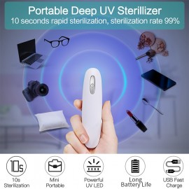 Portable UV-C Sanitizer Light Handheld UV Germicidal Disinfection Lamp Mini UVC LED Lamp for Household Traveling