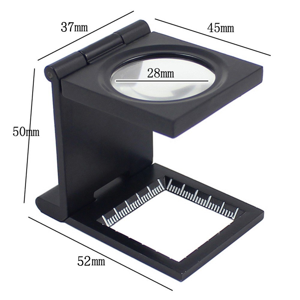 10X 28mm Mini Zinc Alloy Folding Magnifier with Scale for Textile Optical Glass Foldable Magnifying Tool
