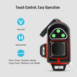 Red Laser Beam Level Meter Touch Control Laser Level Professional Line Laser 12-line Red Light Self-Leveling Laser Level Meter Cross Line Laser Laser Leveler with Pivoting Base