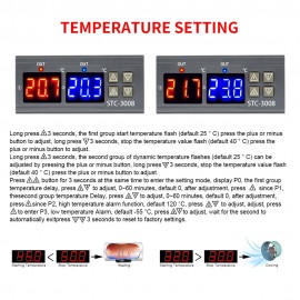Dual Digital Display Thermostat Temperature Regulator Temperature Controller with Double NTC Probe Heater Sensor Probe Two Relay Output 24V
