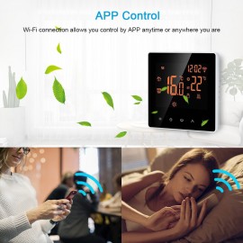 Wi-Fi Smart Thermostat Digital Temperature Controller Tuya APP Control LCD DisplayTouch Screen Week Programmable Electric Floor Heating Thermostat for Home School Office Hotel 16A