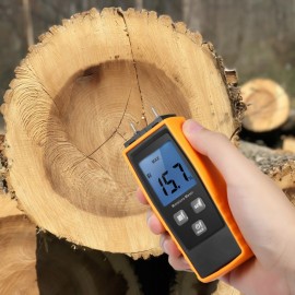 Handheld Mini Moisture Meter Digital LCD Lumber Damp Meter Wood Moisture Detector Humidity Tester for Timber Wood Drywall Plants Sheetrock Brick Mortar Concrete with 2 Pin Probe Range 0%～80%