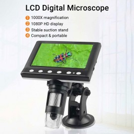 Digital Microscope 4.3-inch 1000X Magnification LCD Microscope Portable Microscope Video Camera Microscope with 8 Adjustable LED Light 4.3