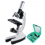 Microscope Set with Accessories Kit 100X-1200X Children Kids Students All-Metal Microscope Biology Biological Science Scientific Lab Experiment Microorganism Microscopic Magnifier