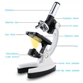 Microscope Set with Accessories Kit 100X-1200X Children Kids Students All-Metal Microscope Biology Biological Science Scientific Lab Experiment Microorganism Microscopic Magnifier