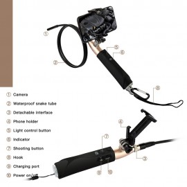Wireless Endoscope with Phone Holder 8mm Lens HD WiFi Borescope Inspection Camera Built-in 8 LED Lights IP67 Waterproof for iOS Android Smartphones